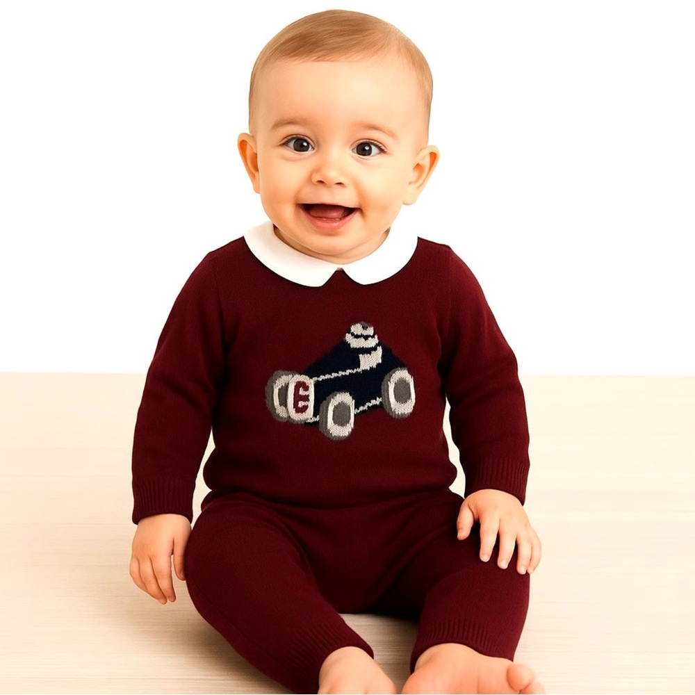 NWT Edgehill Collection baby boy’s long sleeve flutter collar sweater pants set